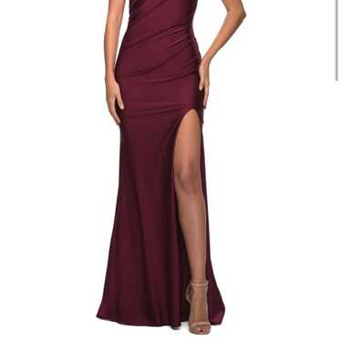 La Femme 30095 Burgundy Jersey Gown 0