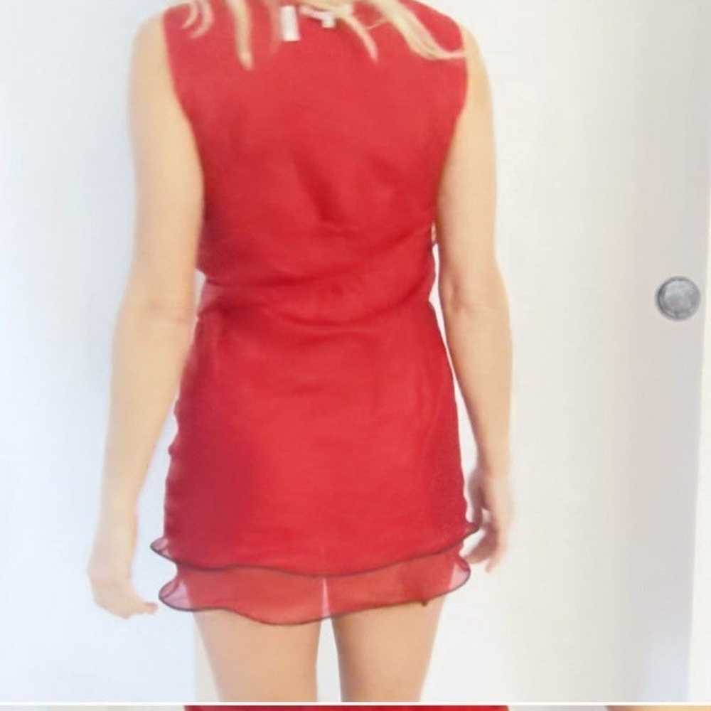 Helmut Lang couture red sheer layer dres - image 3