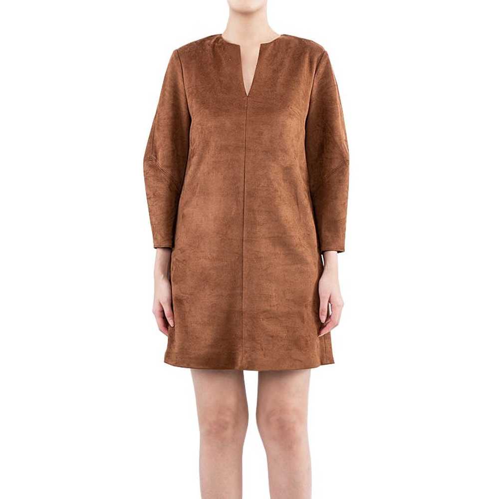 Tibi Ultrasuede Sculpted Sleeve Dress Brown Tunic… - image 1
