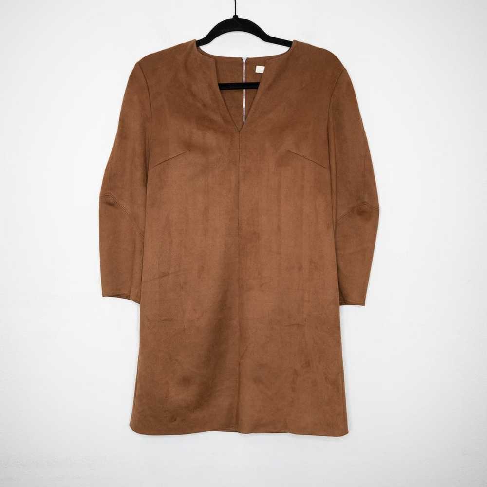 Tibi Ultrasuede Sculpted Sleeve Dress Brown Tunic… - image 3