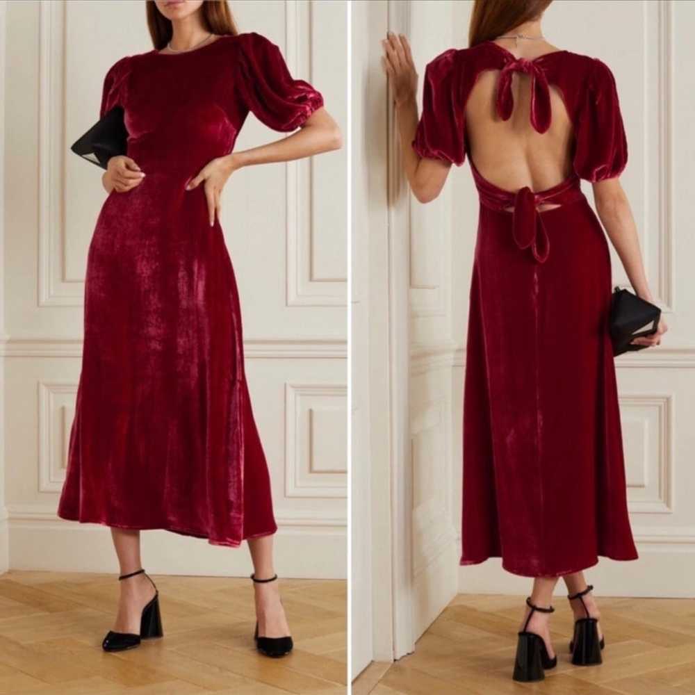 Reformation Livia Velvet Puff Sleeve Midi Dress i… - image 2