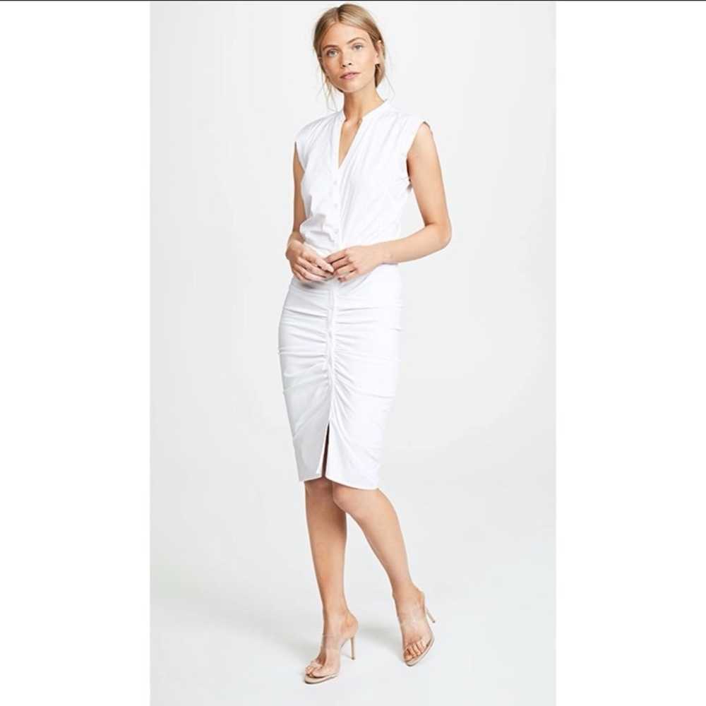 Veronica Beard White Ruched Shirt Dress Sz XS/2 - image 1