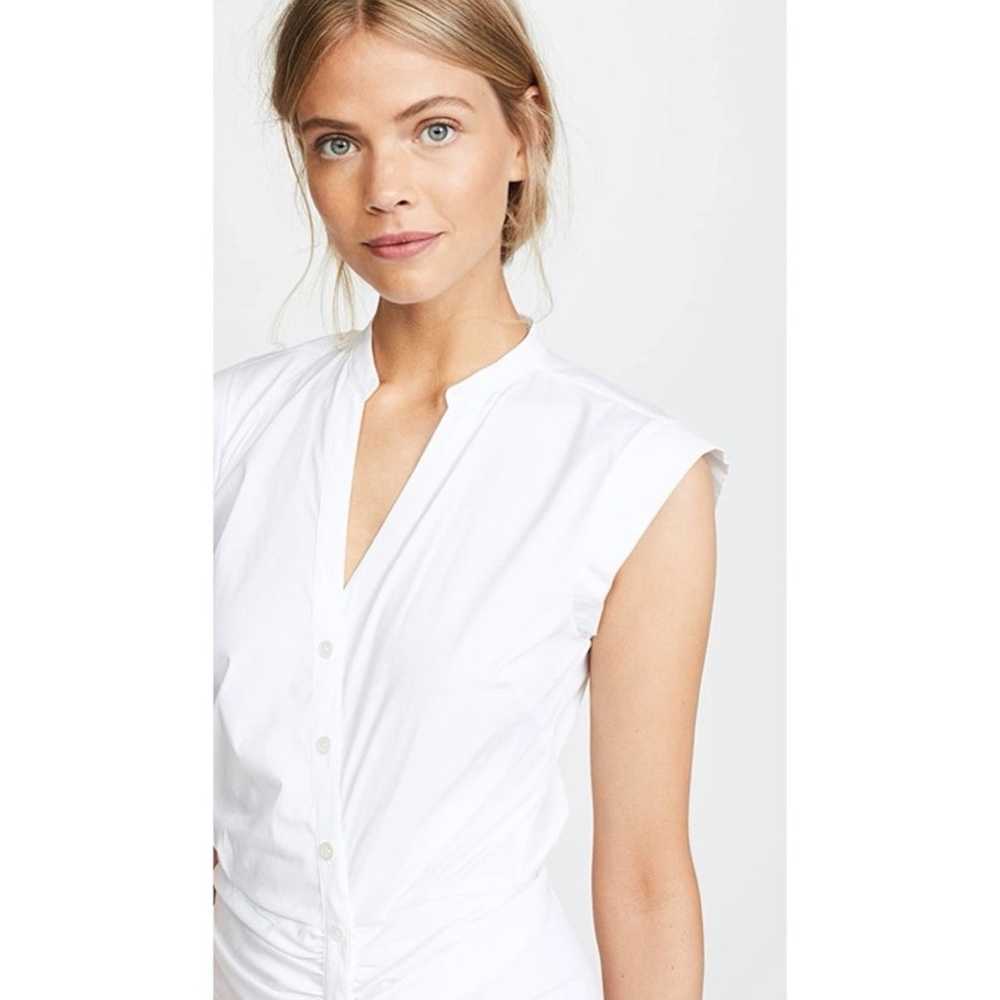 Veronica Beard White Ruched Shirt Dress Sz XS/2 - image 4