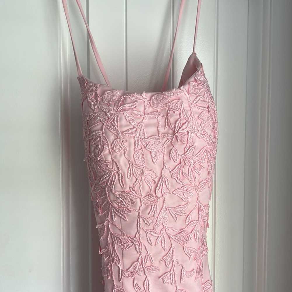 Pink lace applicable prom dress - image 2