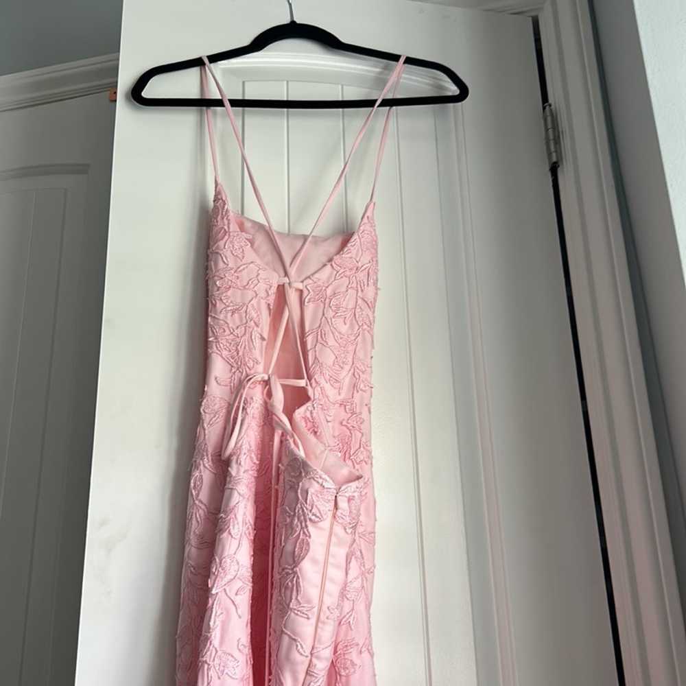 Pink lace applicable prom dress - image 3