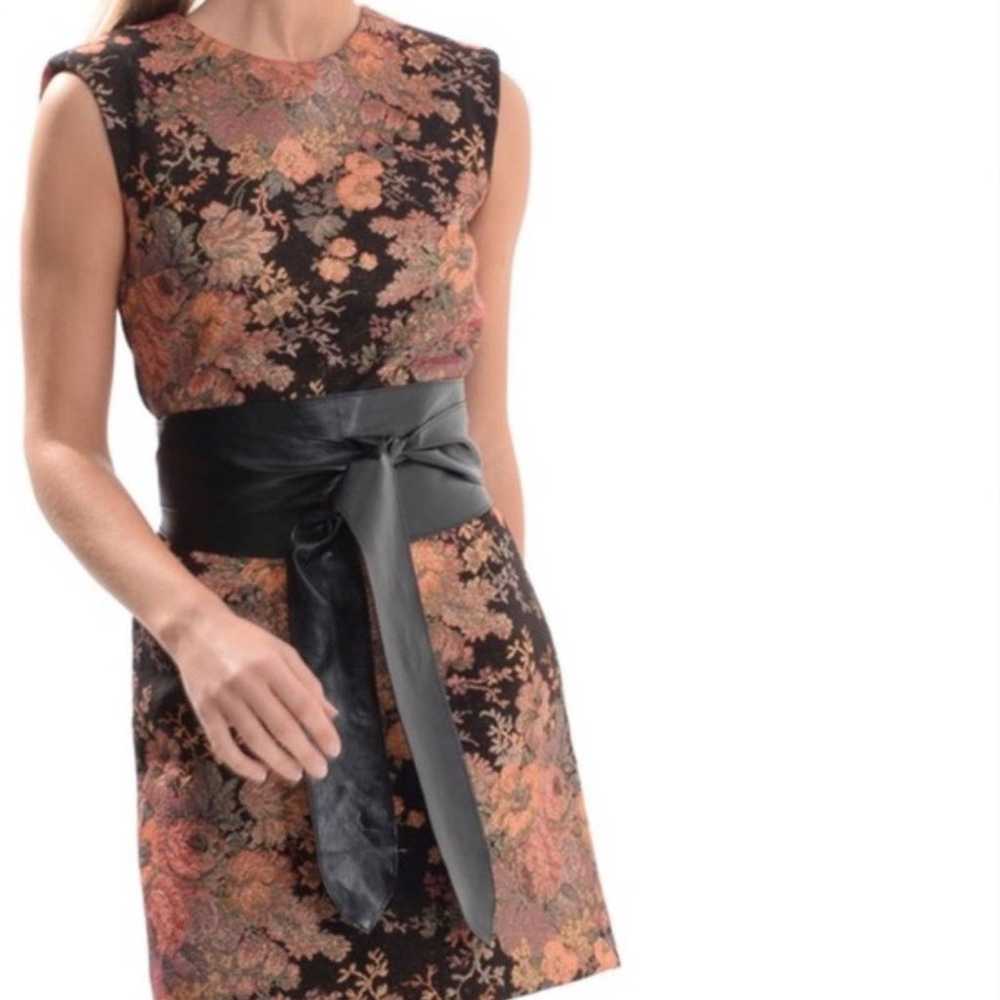 Maje Robe Jacquard Dress metallic floral holiday … - image 2