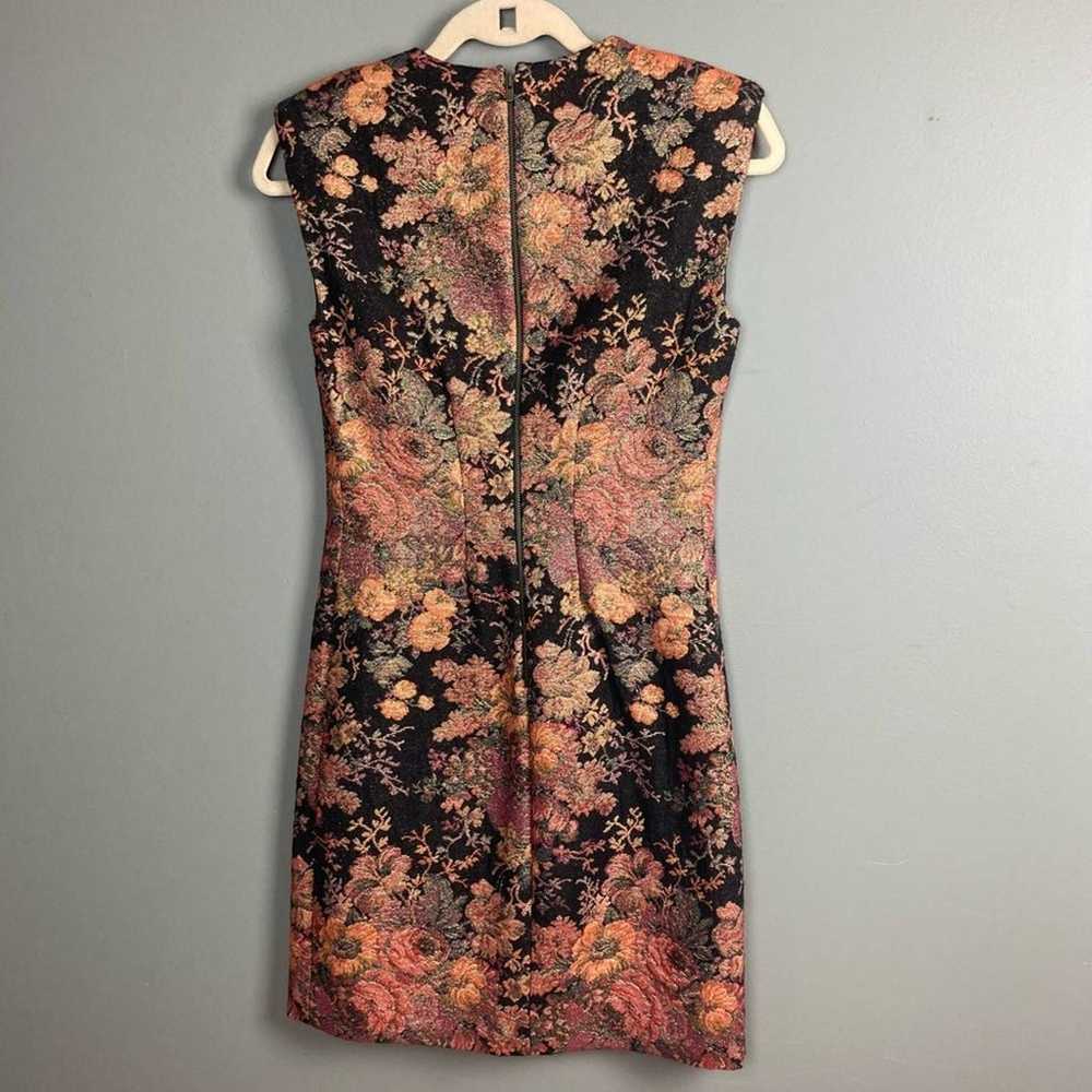 Maje Robe Jacquard Dress metallic floral holiday … - image 3