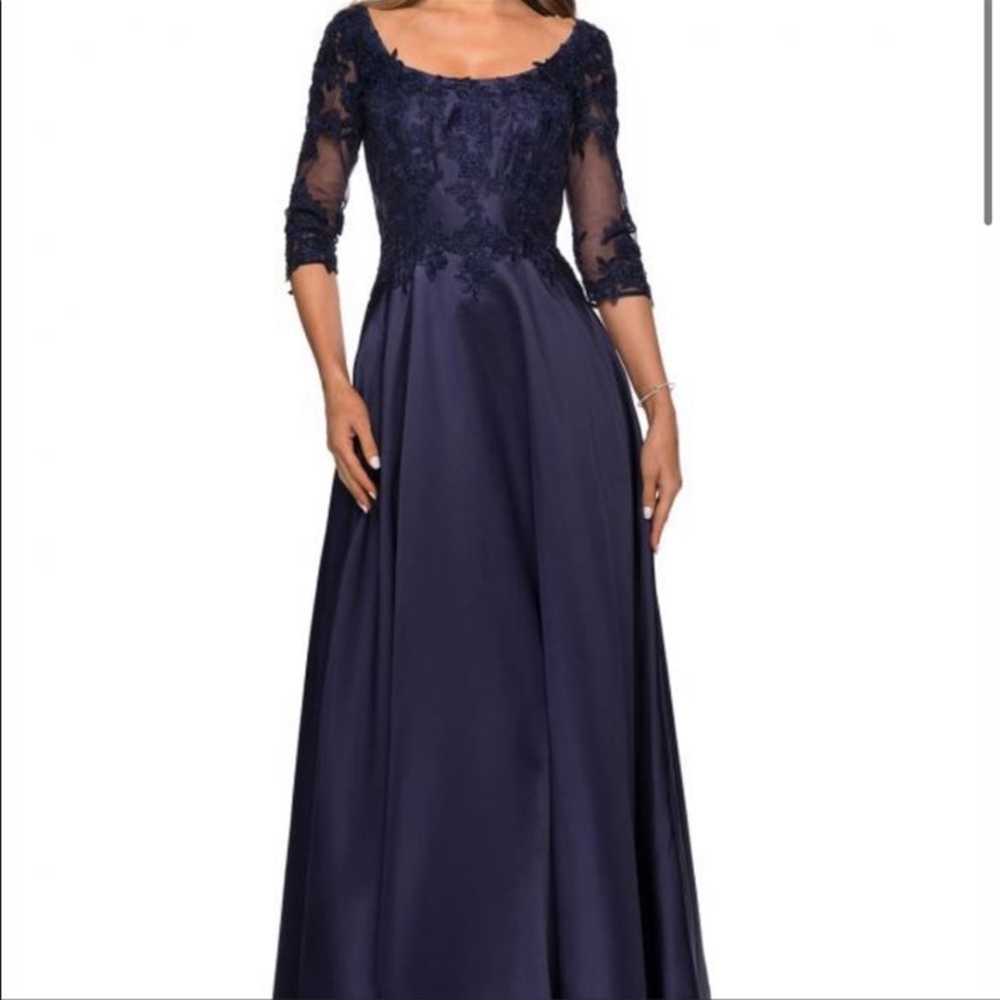 La Femme 27988 Navy Embroidered Gown 6 - image 1