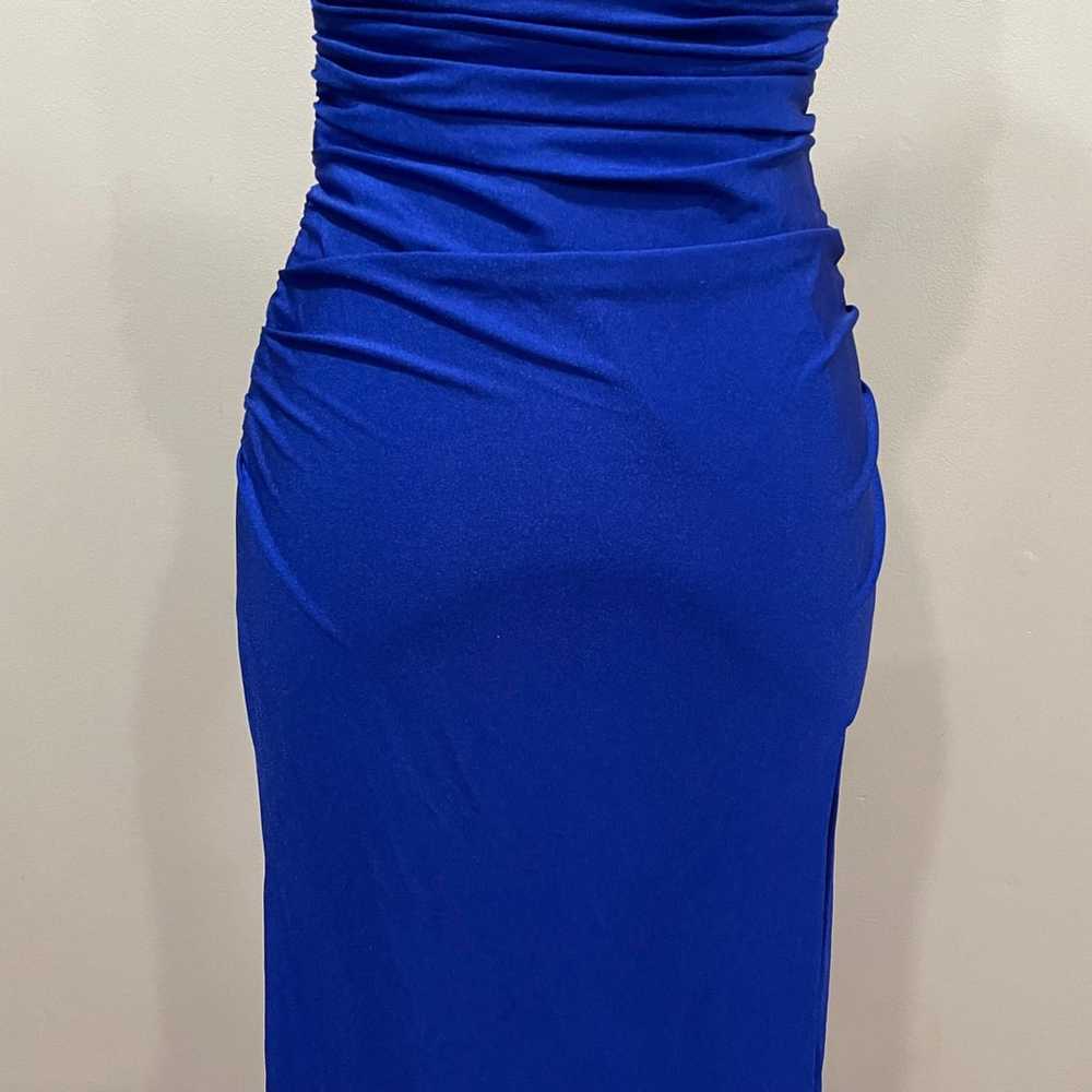 La Femme 28296 Strappy Back Blue Jersey Gown 6 - image 4