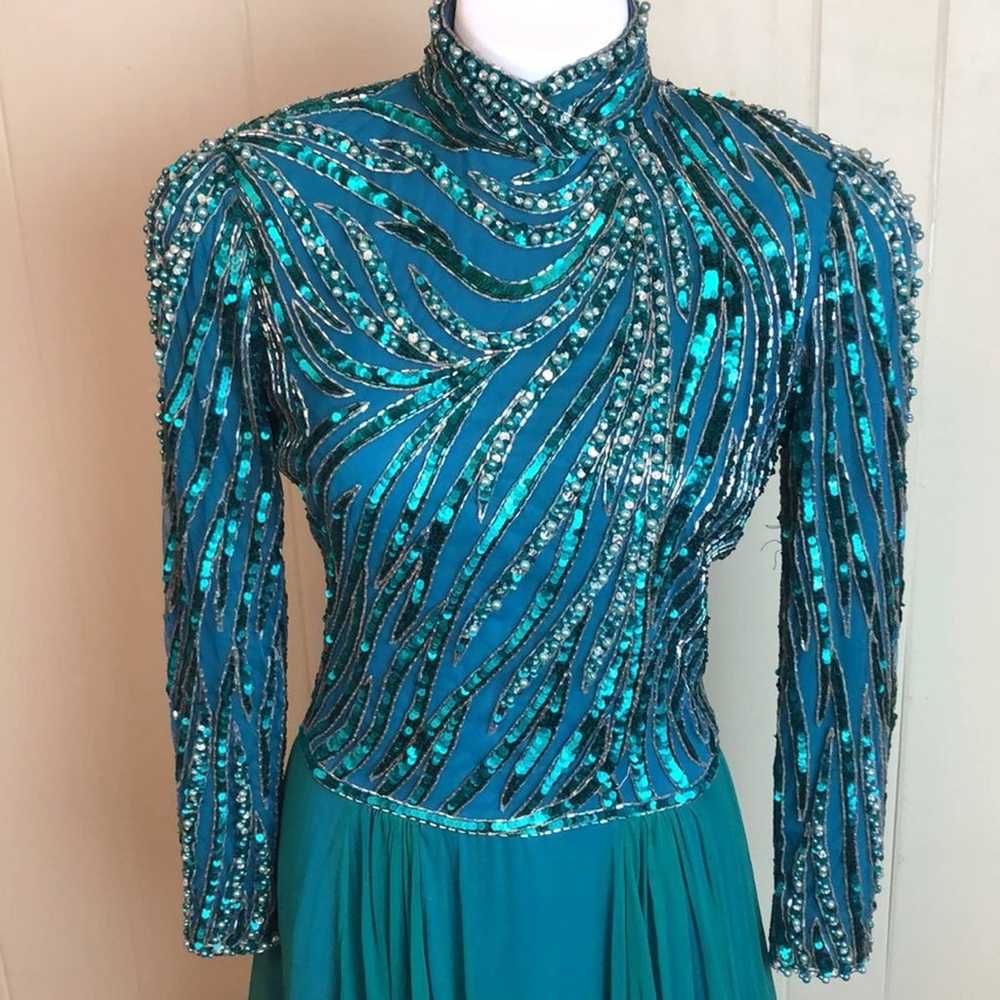 Vintage Bob Mackie Sequin Beaded Silk Glam Party … - image 2