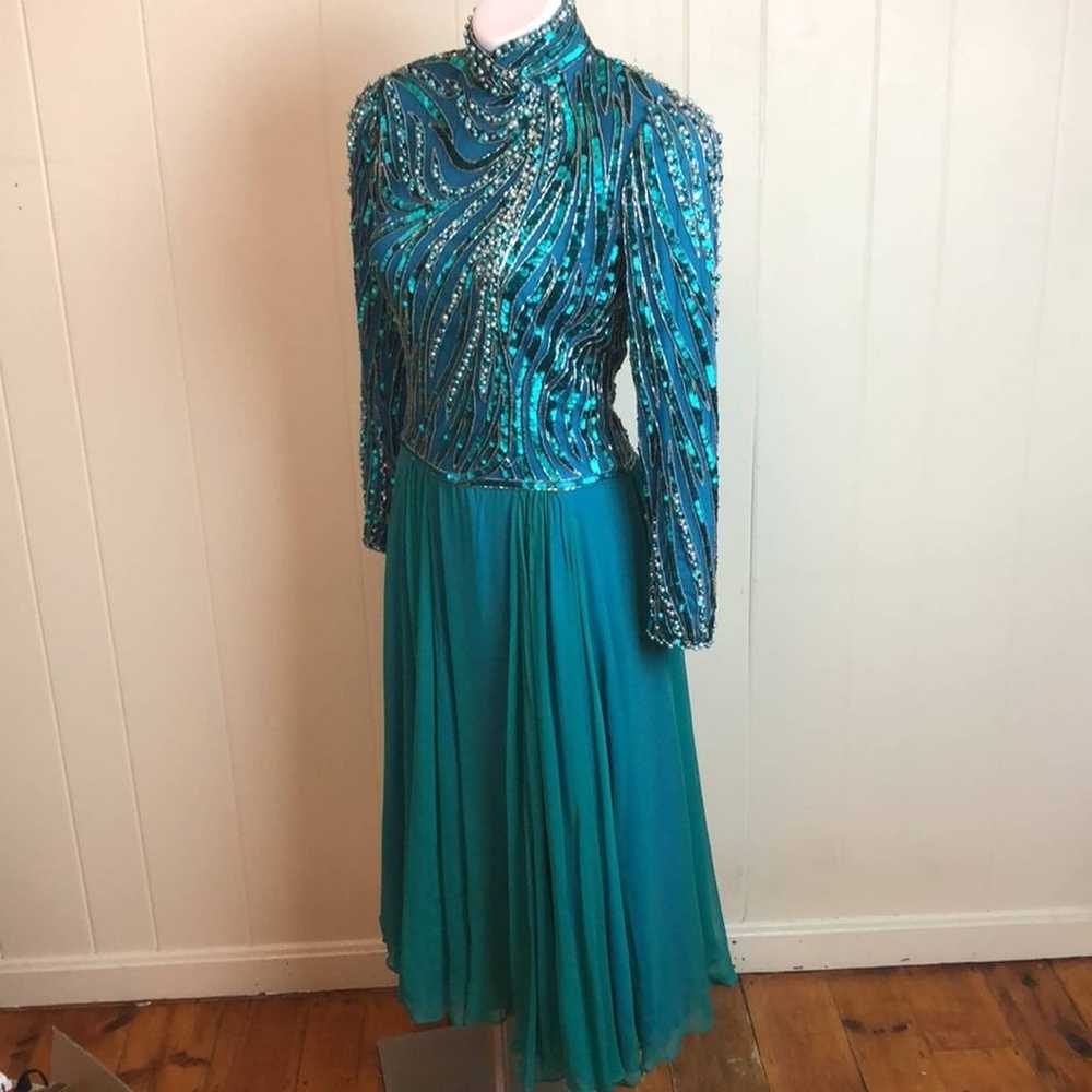 Vintage Bob Mackie Sequin Beaded Silk Glam Party … - image 3