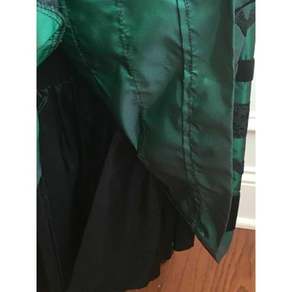 Vintage Green Taffeta Black Velvet And Black Fabr… - image 8
