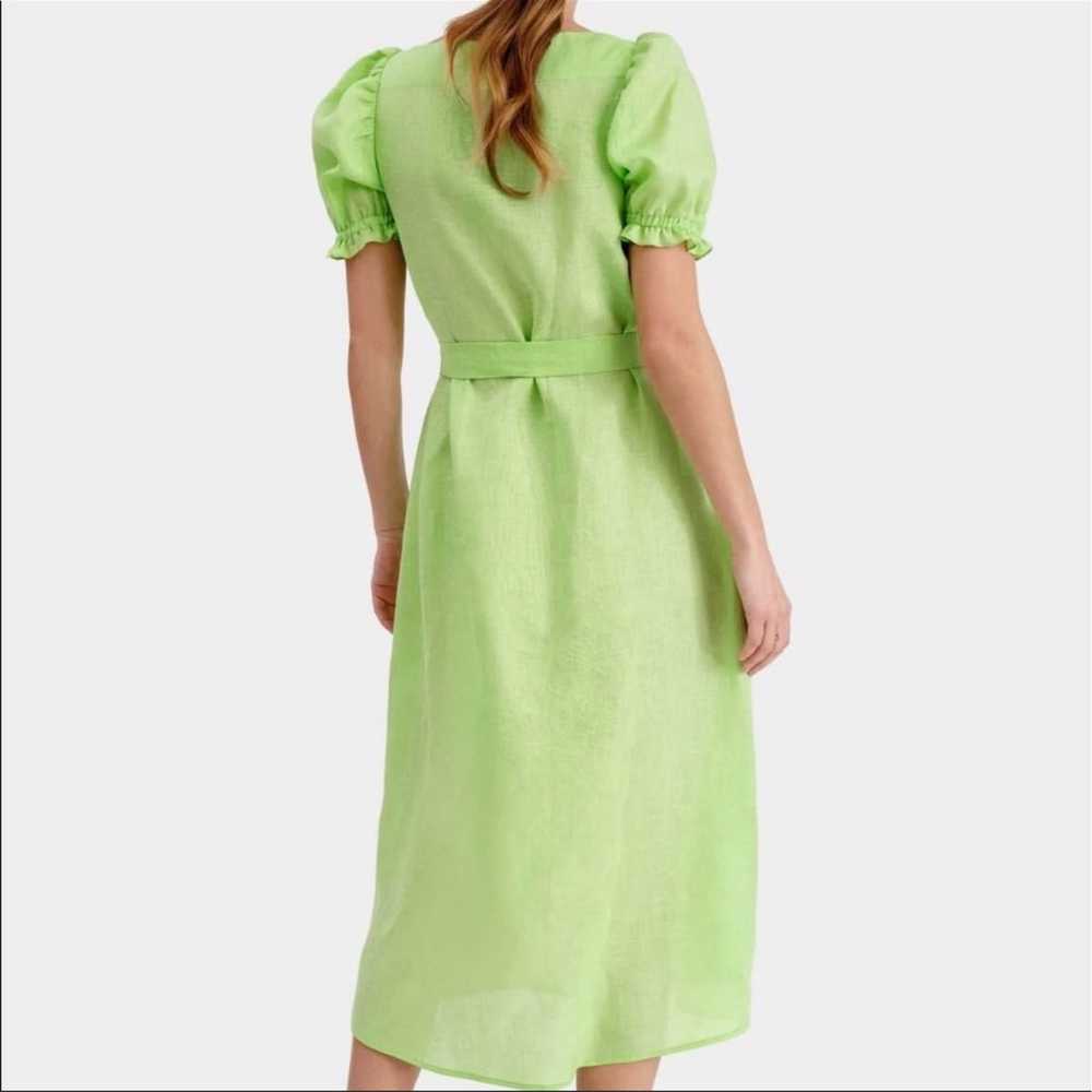 DAILY SLEEPER Brigitte Midi Linen Dress Lime Sz S - image 2