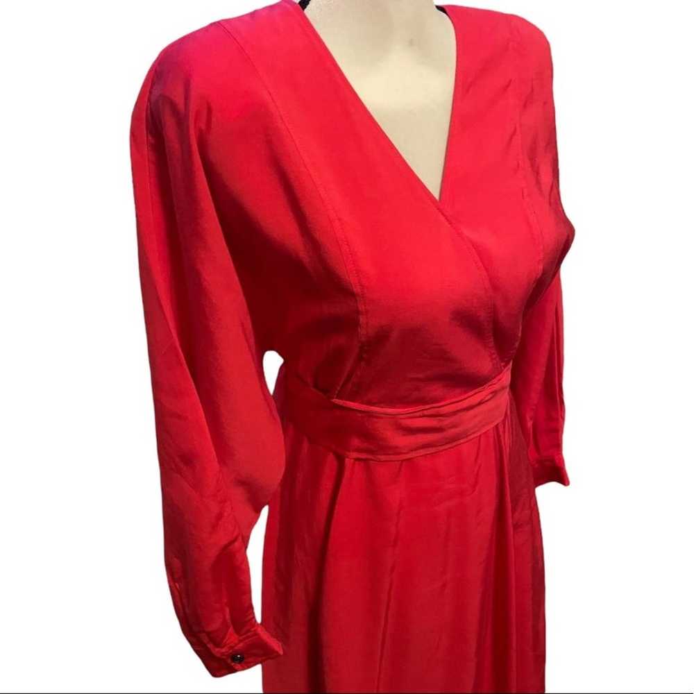 ba&sh Cauka Red Belted Tie Waist Crossover Dress … - image 3