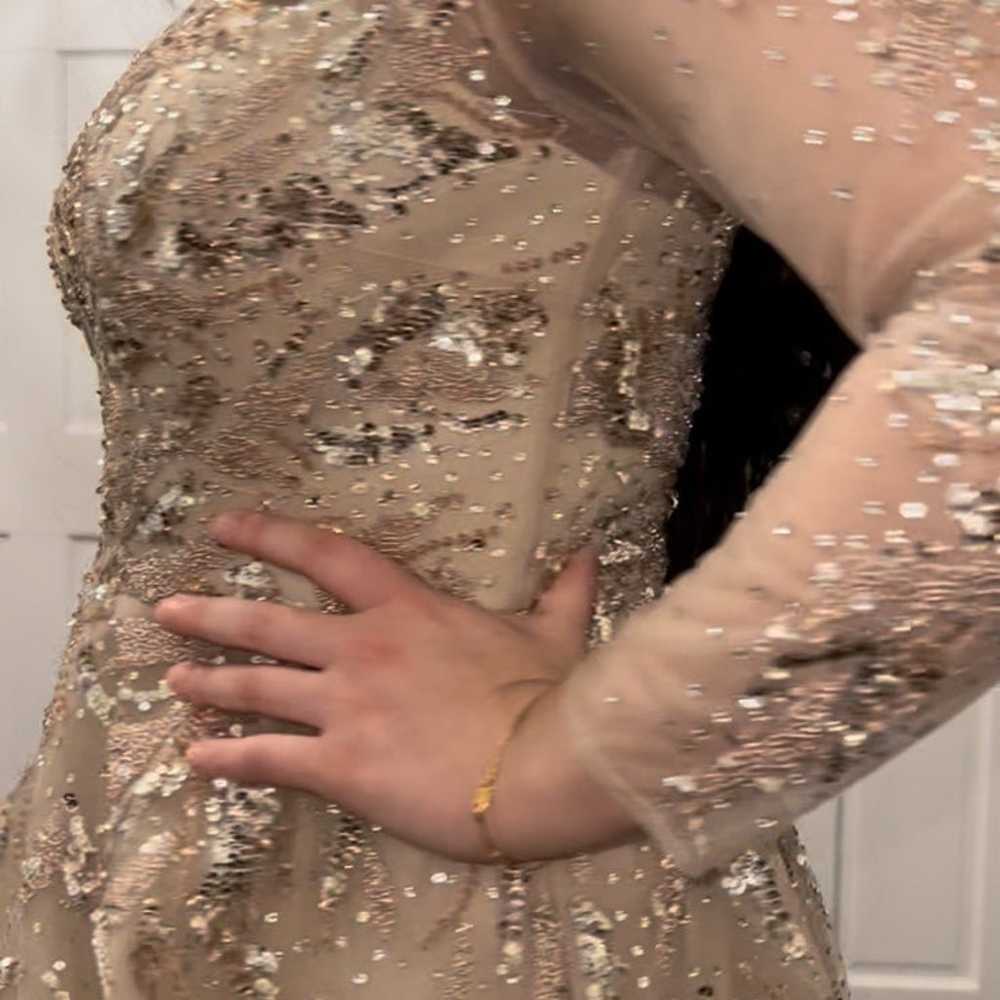 Luxury gold modest evening gown - image 3