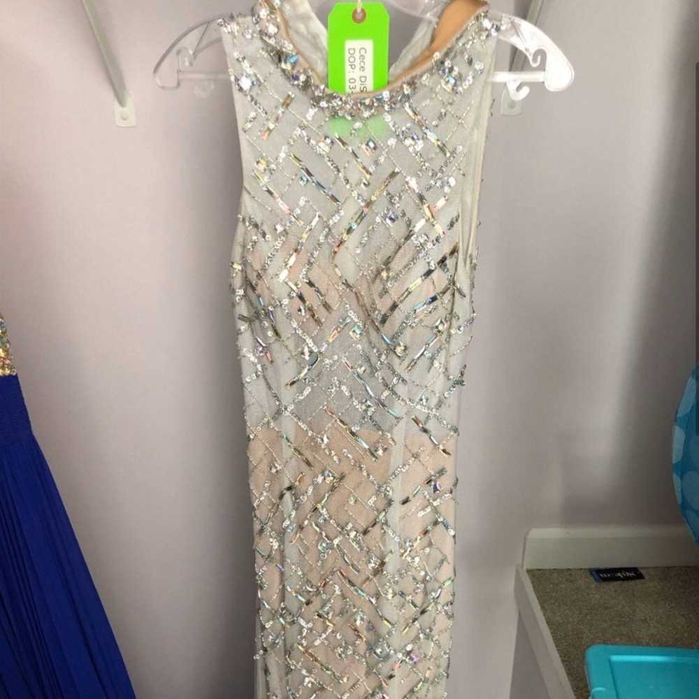 terani couture silver sparkle prom dress - image 2
