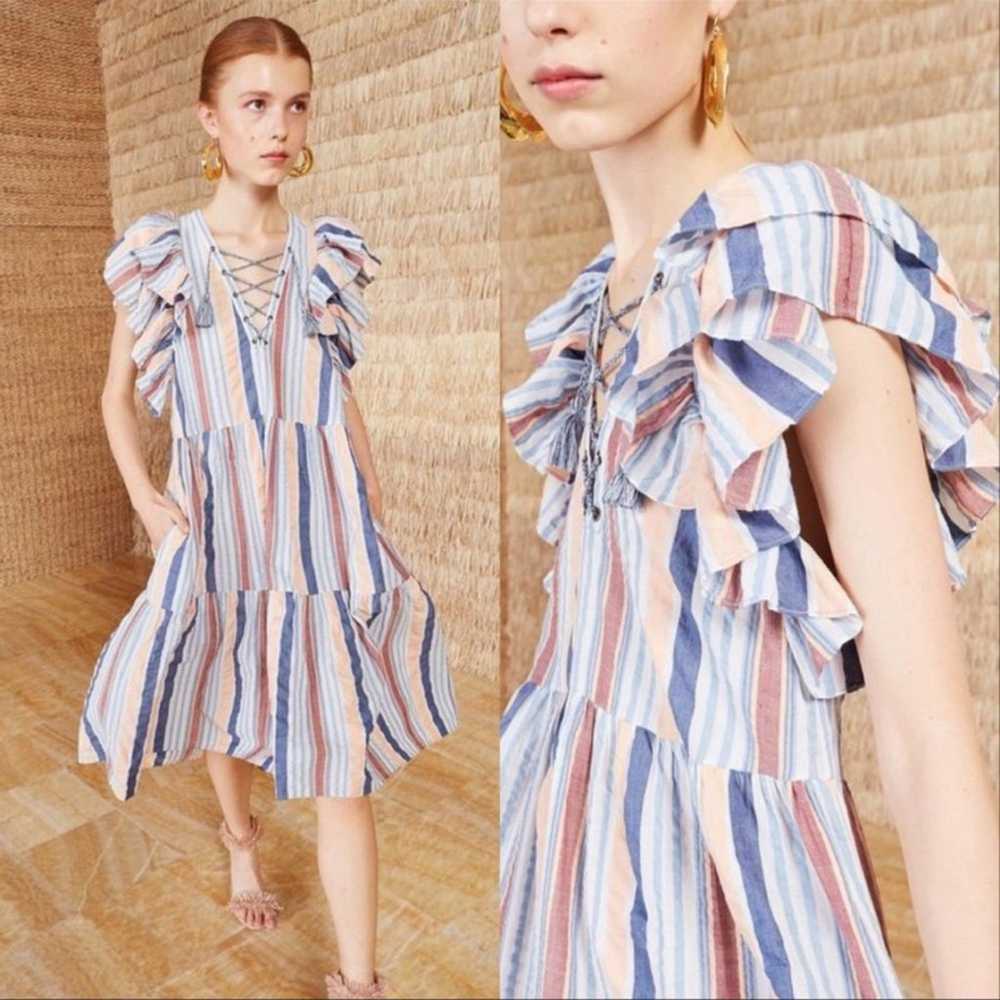 Ulla Johnson Leonie Cotton Gauze Striped Dress Sz… - image 1