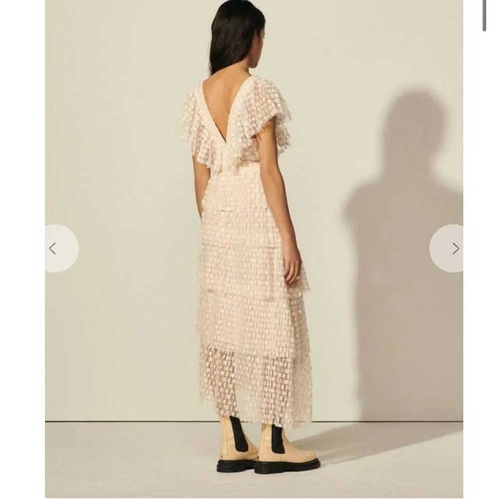 SANDRO Long Embroidered Plumetis Pleated Dress - image 2