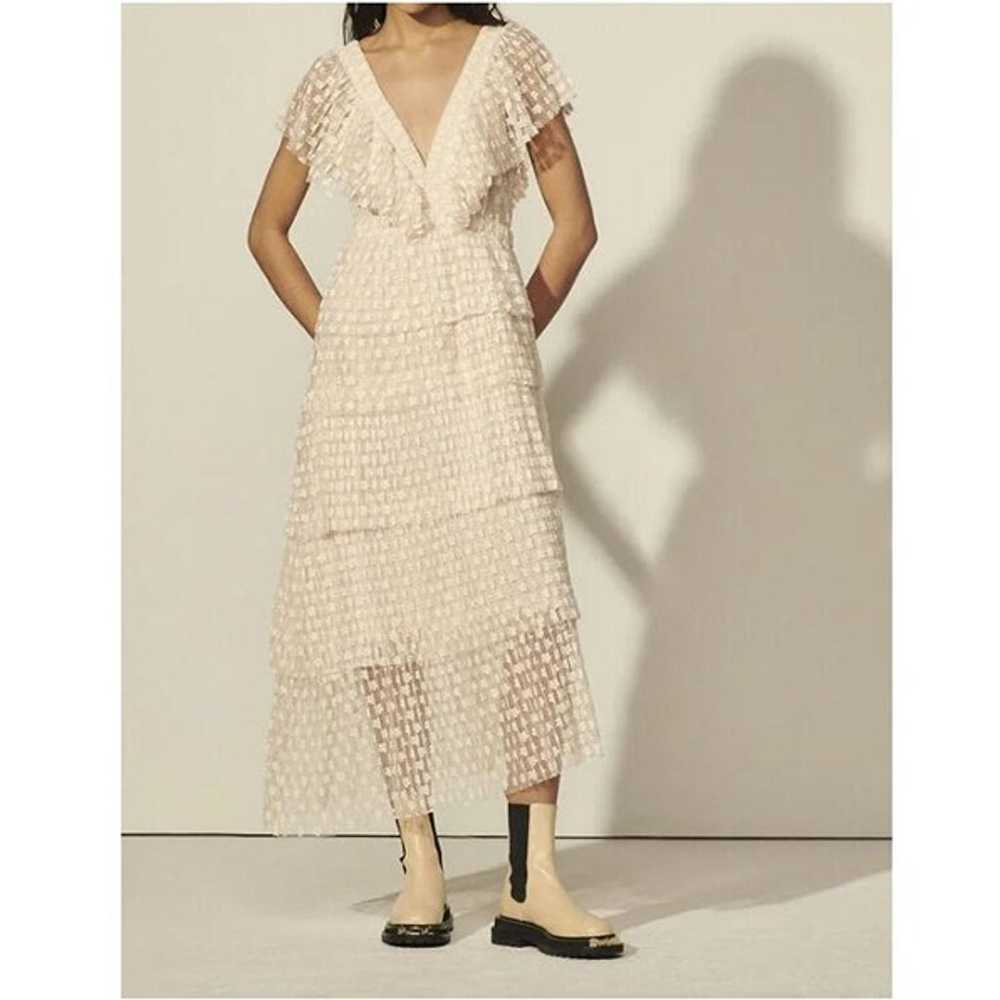 SANDRO Long Embroidered Plumetis Pleated Dress - image 4