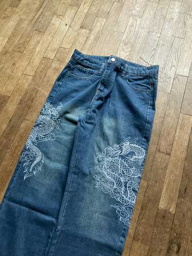 Japanese Brand Embroidered Dragon Jeans