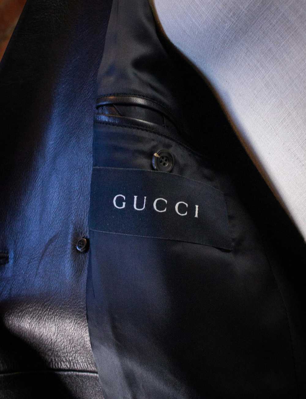 Gucci × Vintage Gucci Double Breasted Black Leath… - image 6