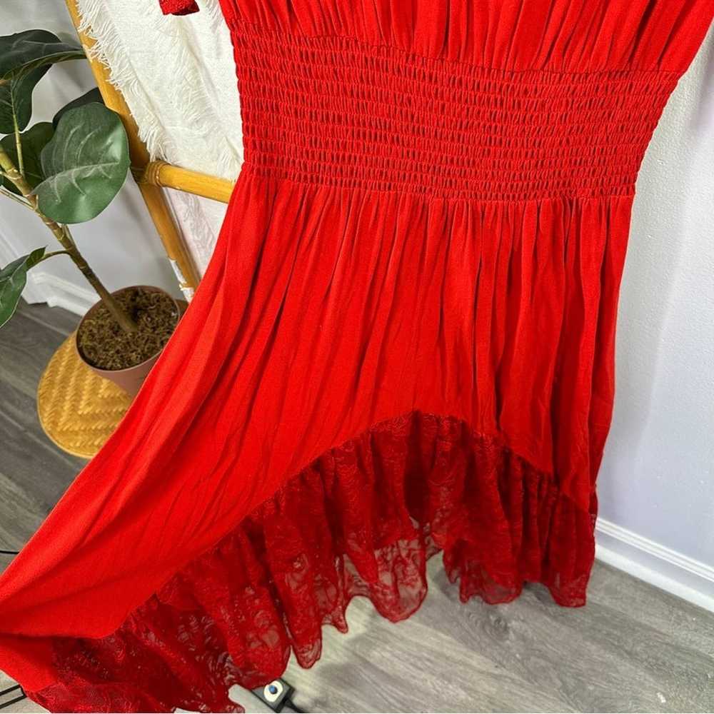 Maje Ritema Asymmetrical Lace Red Midi Dress sz L - image 6