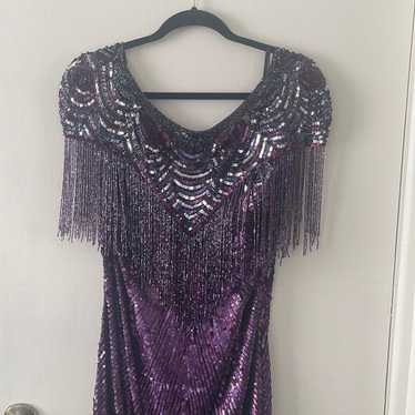 Mac Duggal Purple Sequin Embellished Gown