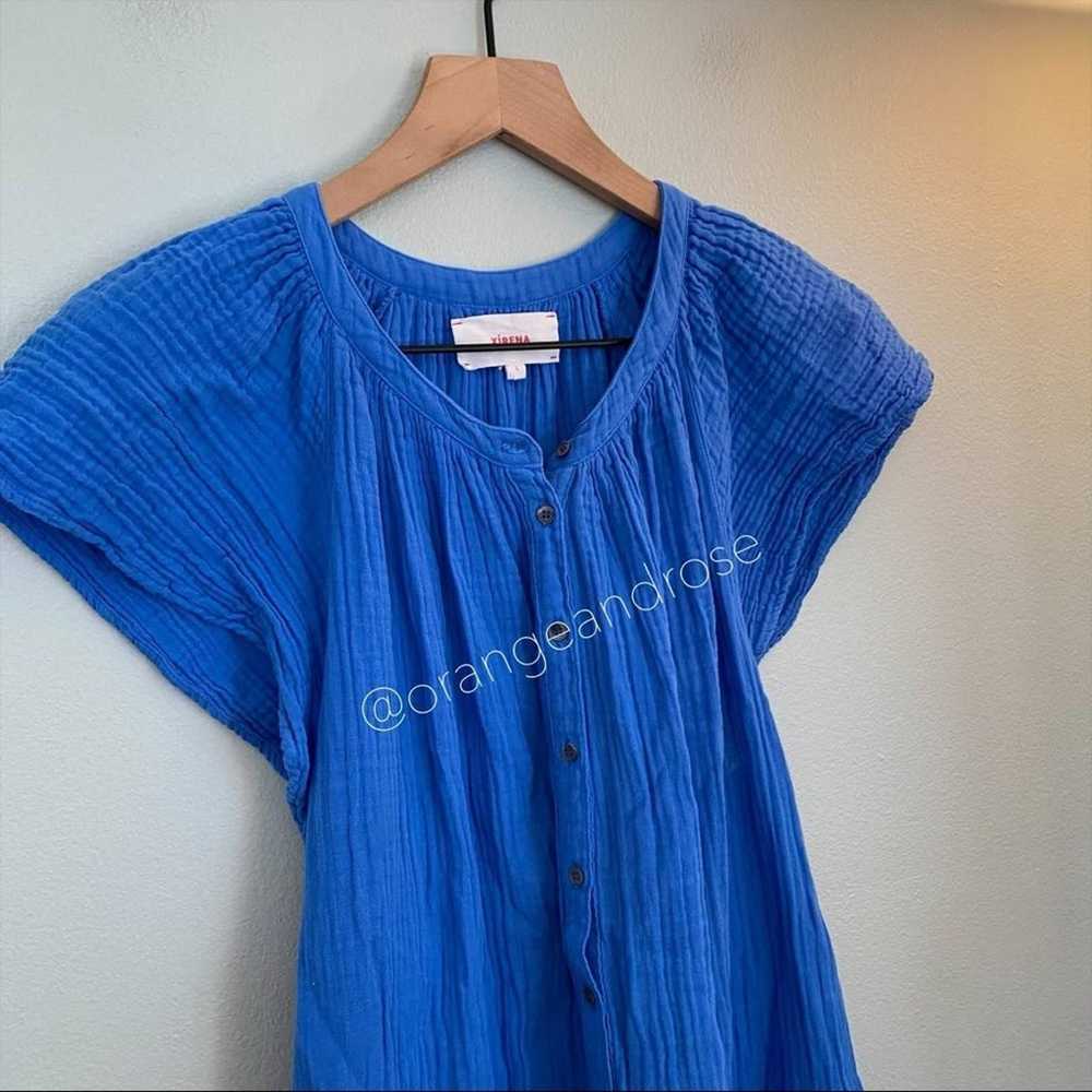 XiRENA Vibrant Blue Cotton Gauze Button Front Sho… - image 12