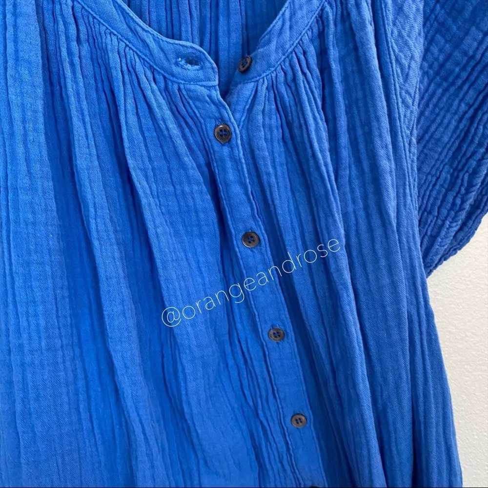 XiRENA Vibrant Blue Cotton Gauze Button Front Sho… - image 6