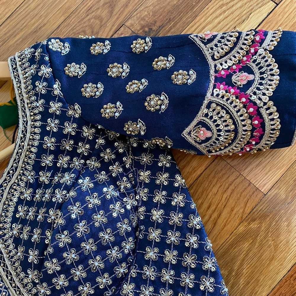 Dark blue peal work indian outfit - image 3