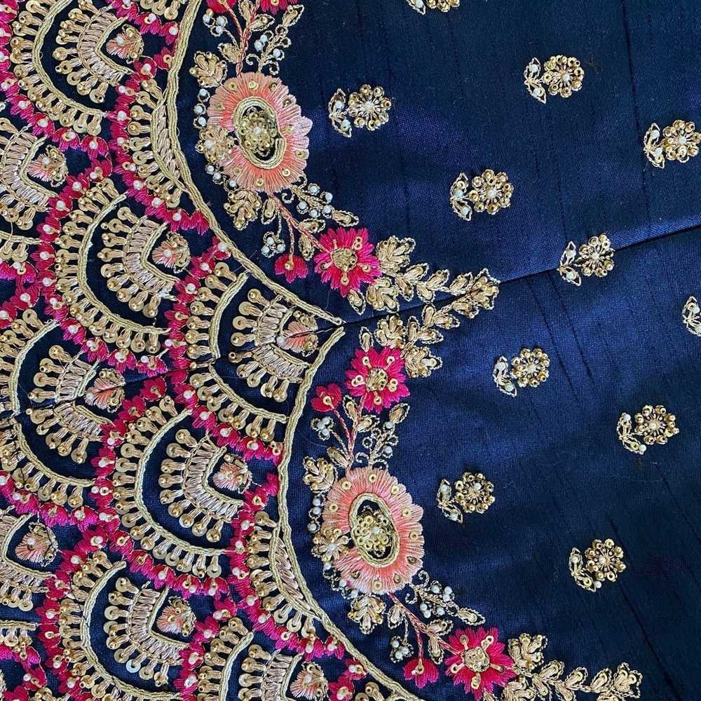 Dark blue peal work indian outfit - image 4
