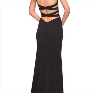 La Femme 28835 Black Double Crossback Gown Dress 0