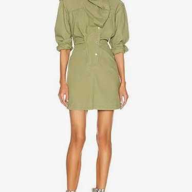 LINORE COTTON CANVAS MINI DRESS IN ARMY GREEN - image 1