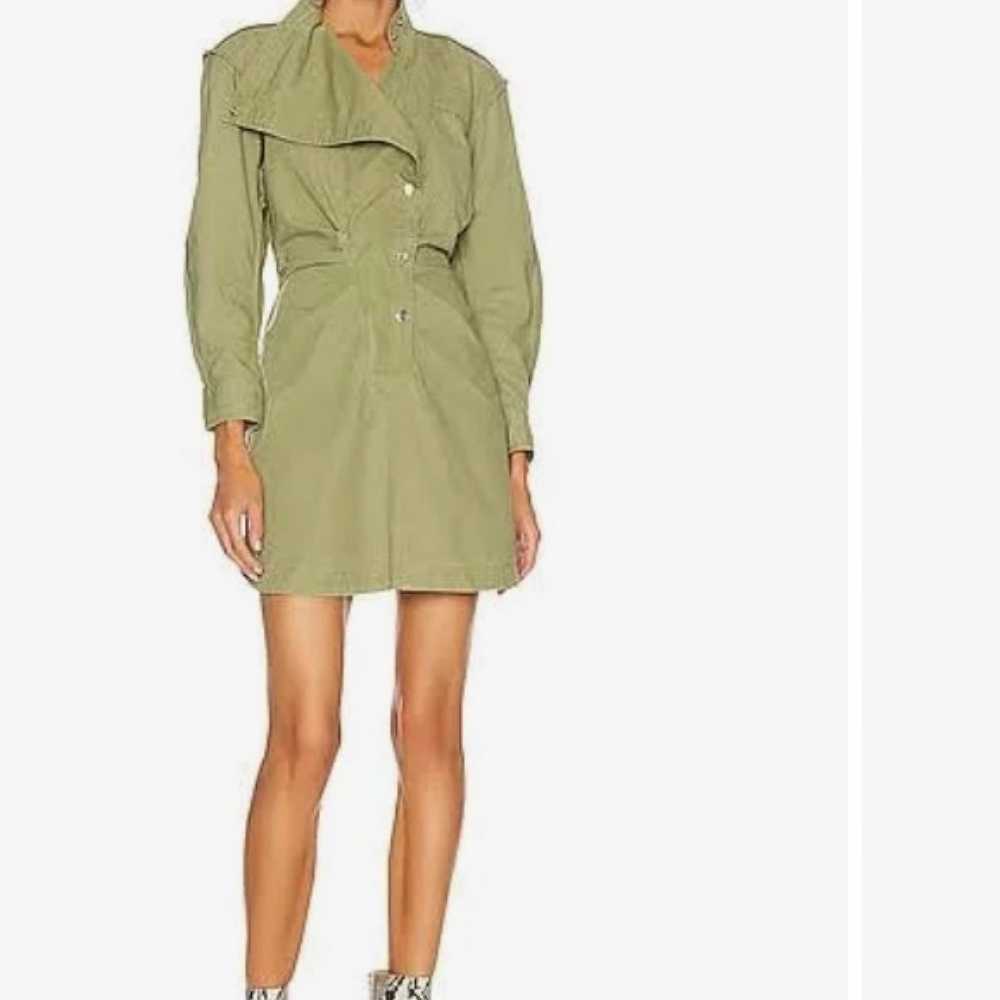 LINORE COTTON CANVAS MINI DRESS IN ARMY GREEN - image 2