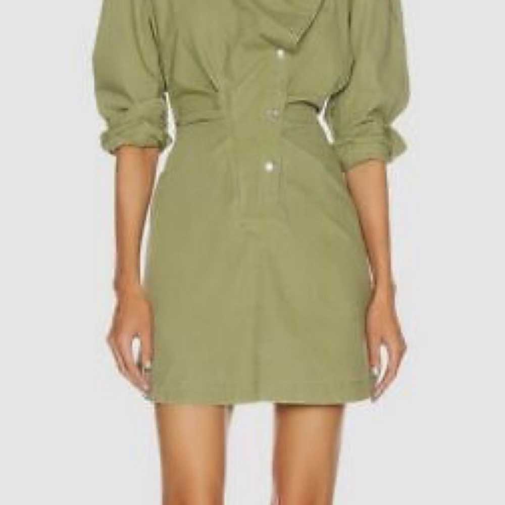 LINORE COTTON CANVAS MINI DRESS IN ARMY GREEN - image 3