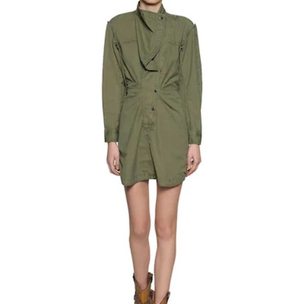 LINORE COTTON CANVAS MINI DRESS IN ARMY GREEN - image 5