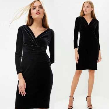 EMPORIO ARMANI Black Velvet Velour Sheath Dress 2 - image 1