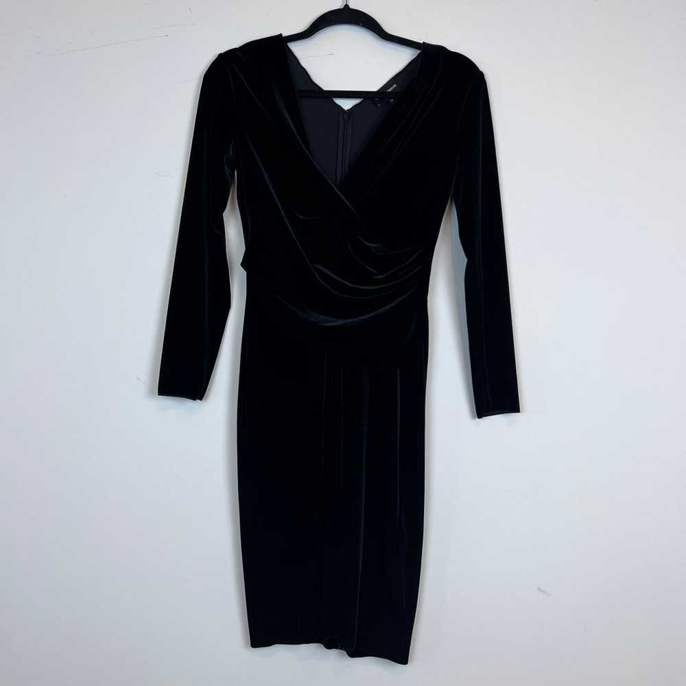 EMPORIO ARMANI Black Velvet Velour Sheath Dress 2 - image 2