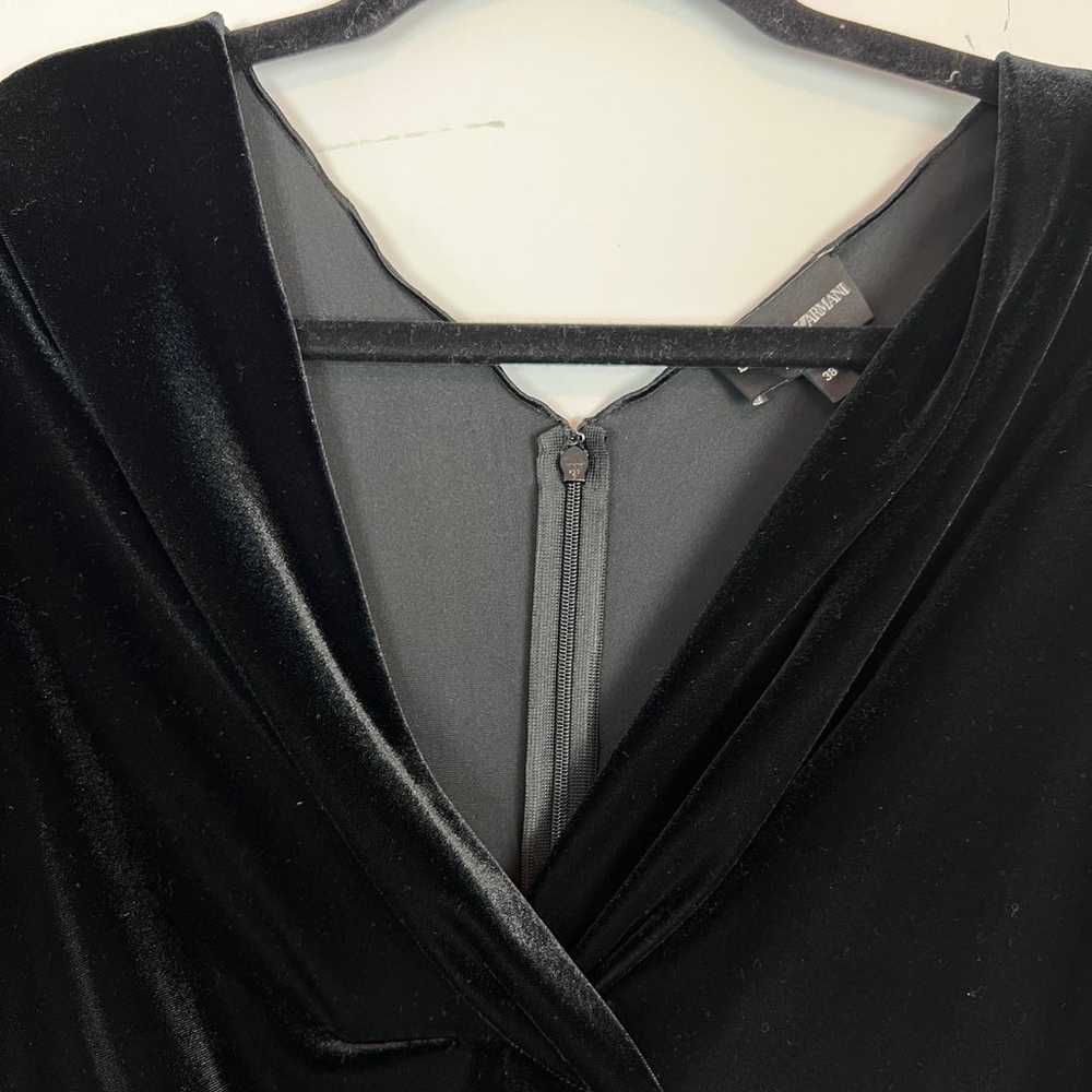 EMPORIO ARMANI Black Velvet Velour Sheath Dress 2 - image 4