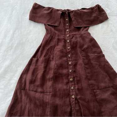 Reformation Adriel Linen Dress in Brown
