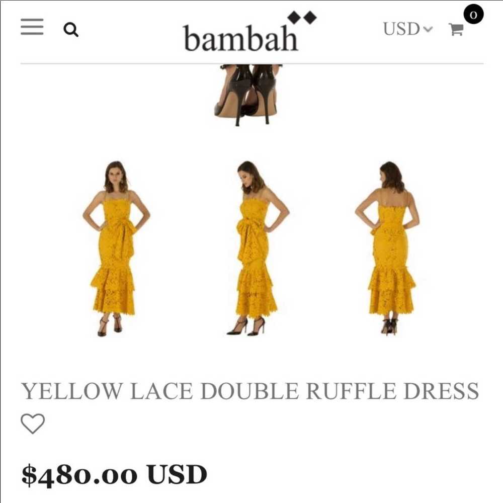 Bambah yellow double ruffle lace dress - image 4