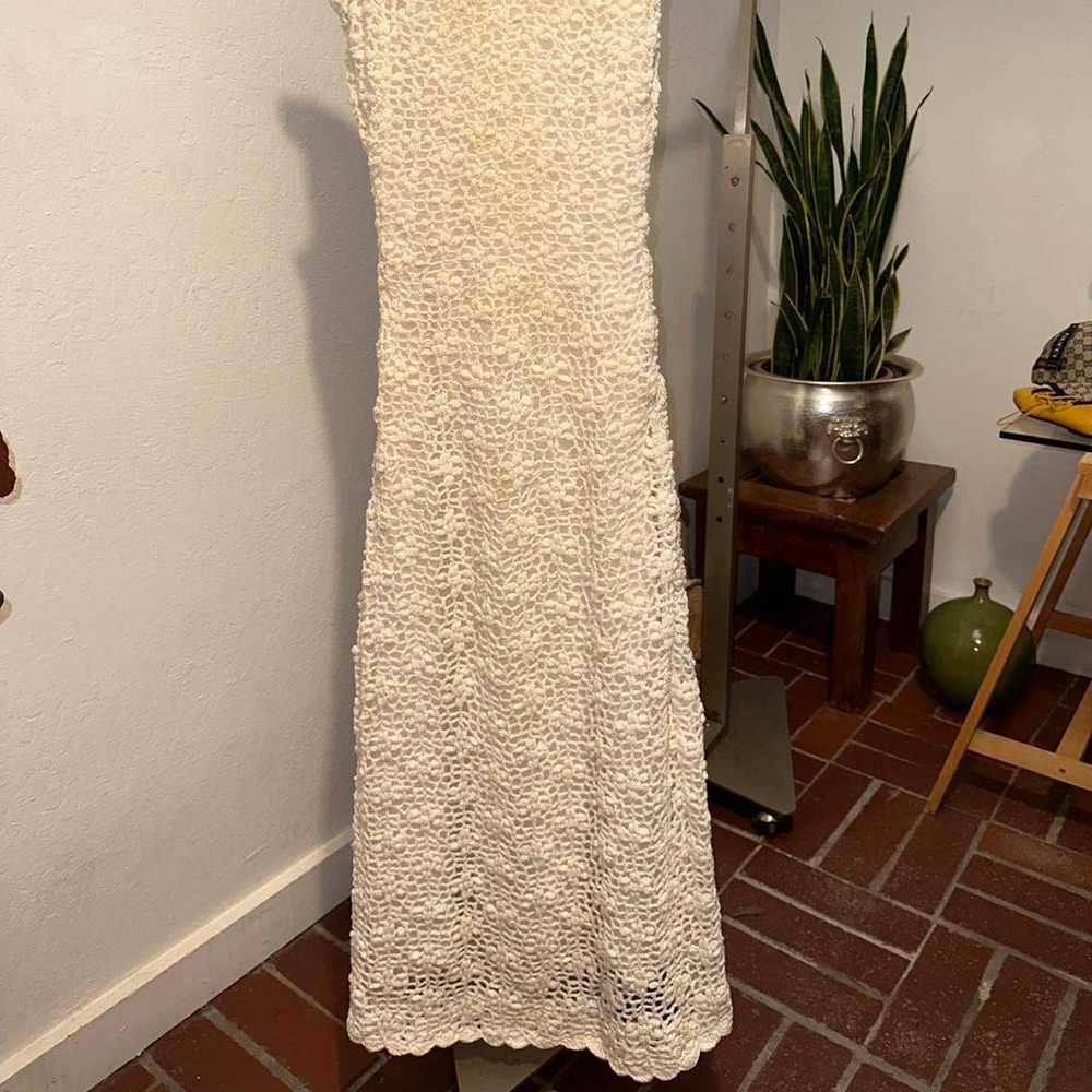 Vintage crochet cream maxi dress - image 2