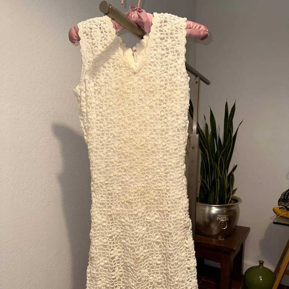 Vintage crochet cream maxi dress - image 3