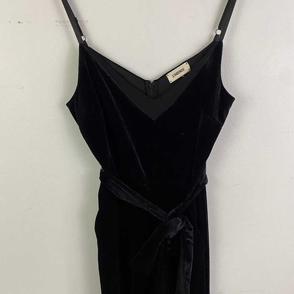 LAGENCE black velvet v neck jumpsuit - image 3