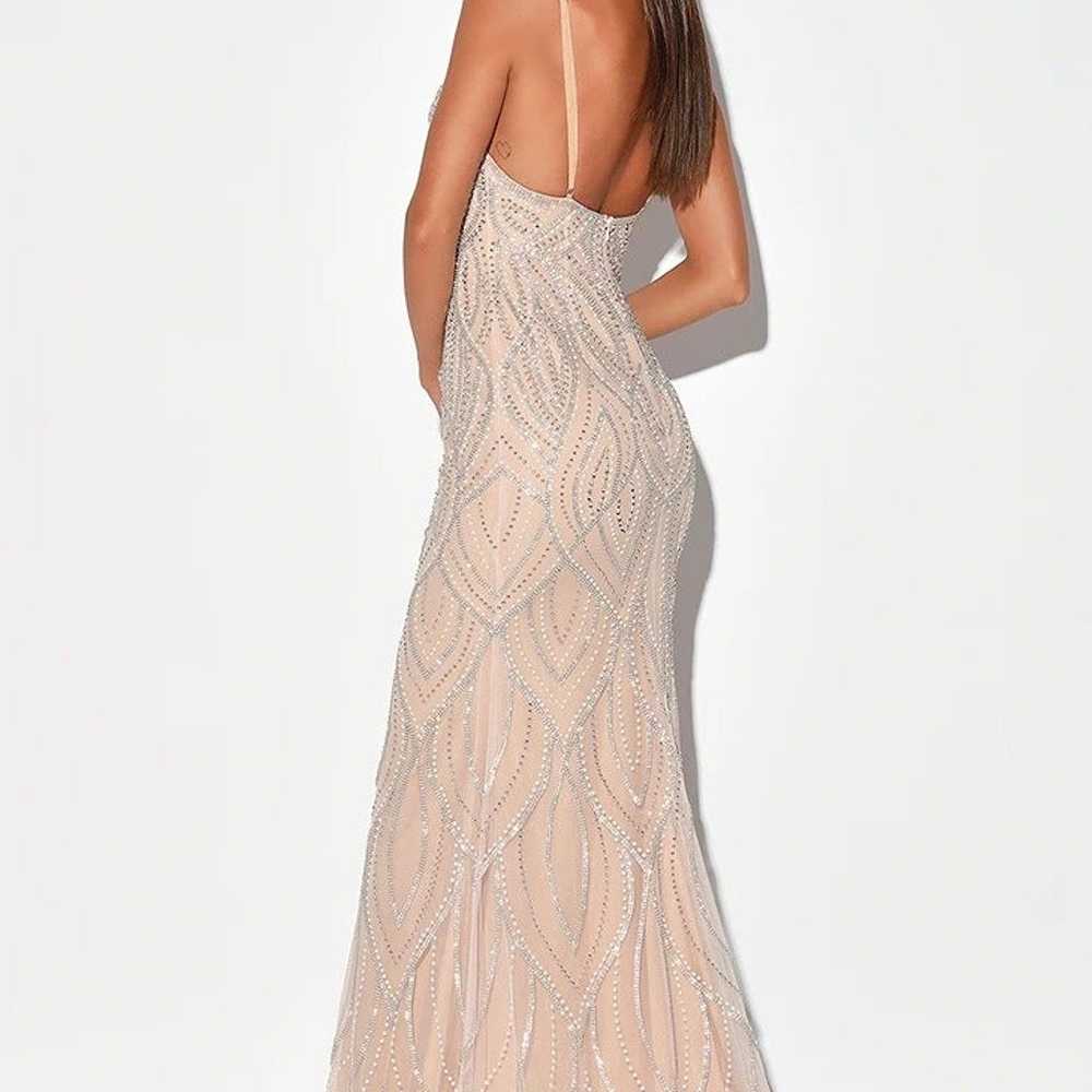 Luxe of a Lifetime Beige Beaded Mermaid Maxi Dress - image 4