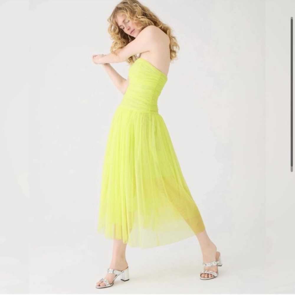 JCrew Collection Yellow ruched strapless tulle Mi… - image 3