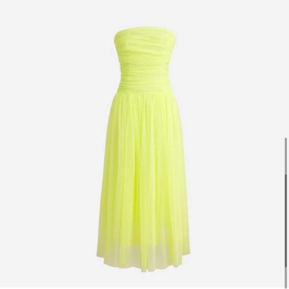 JCrew Collection Yellow ruched strapless tulle Mi… - image 4