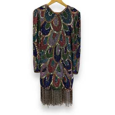 Vintage Creative Creations Silk Beaded Sequin Tas… - image 1