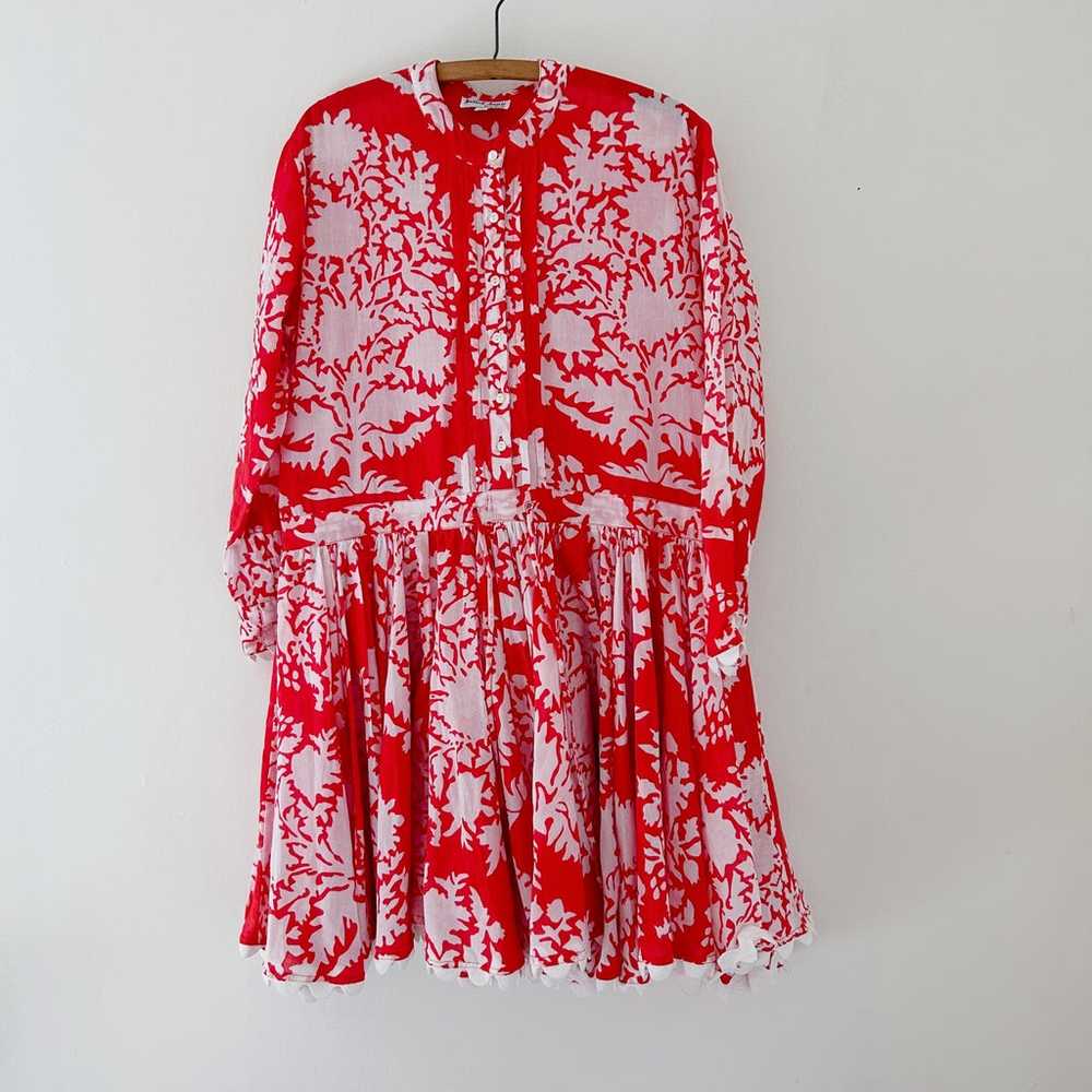 Juliet Dunn Palladio Shirt Dress Coral Red Sz 1 - image 2
