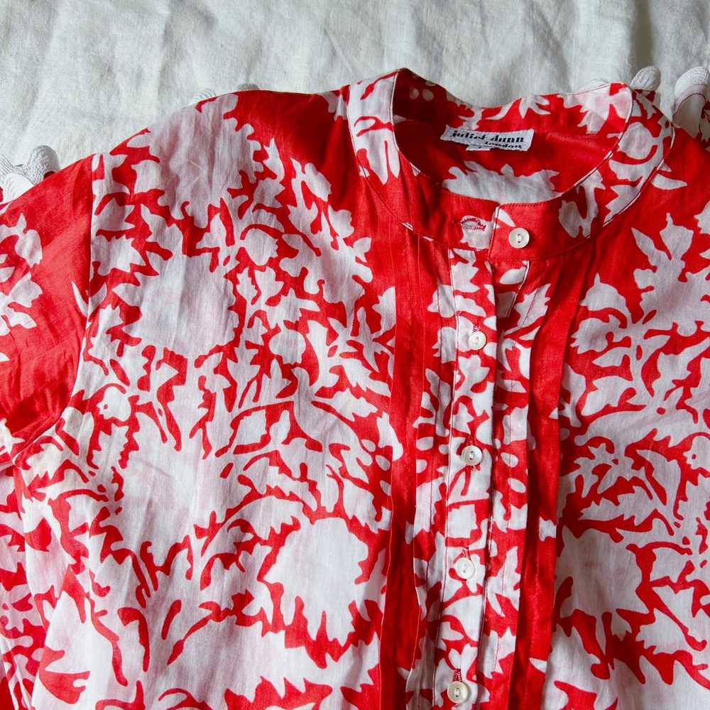 Juliet Dunn Palladio Shirt Dress Coral Red Sz 1 - image 8